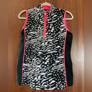 Tail Black and White Zebra Print Top with Pink Highlights